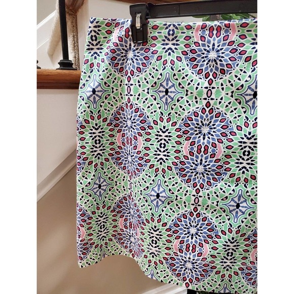 Talbots Womens Multicolor Kaleidoscope Print Cotton Side Zip Mini Skirt Size 14P - Picture 2 of 8